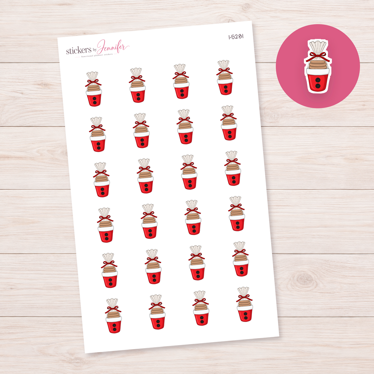 Santa Cookie Gift Cup Planner Stickers | I-5281