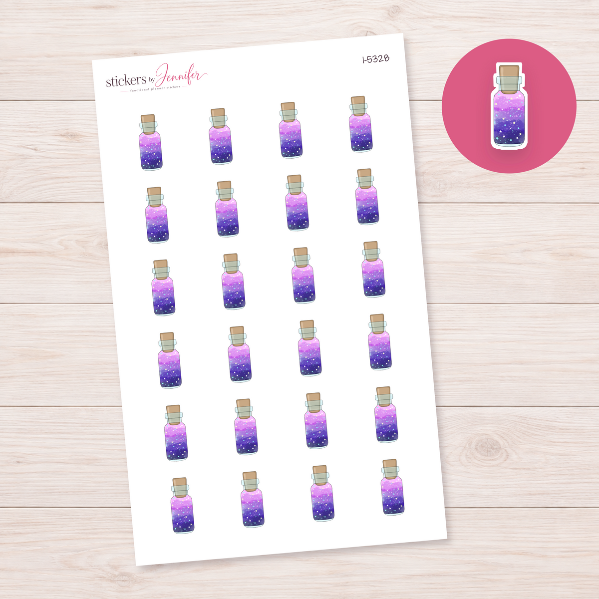 Starry Purple Bottle Planner Stickers | I-5328