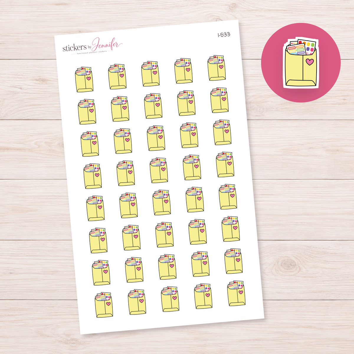 Yellow Sticker Shopping Bag Planner Stickers | I-533