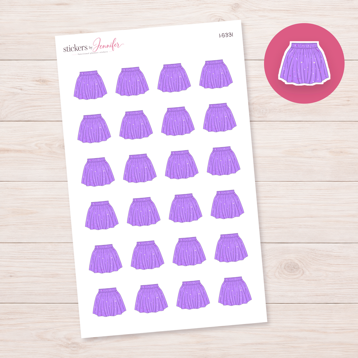 Purple Starry Skirt Planner Stickers | I-5331