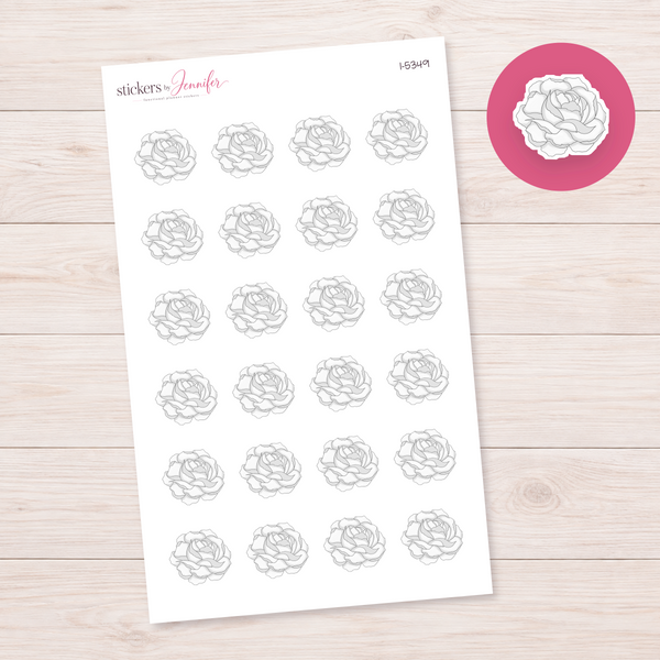 White Rose Bloom Planner Stickers | I-5349