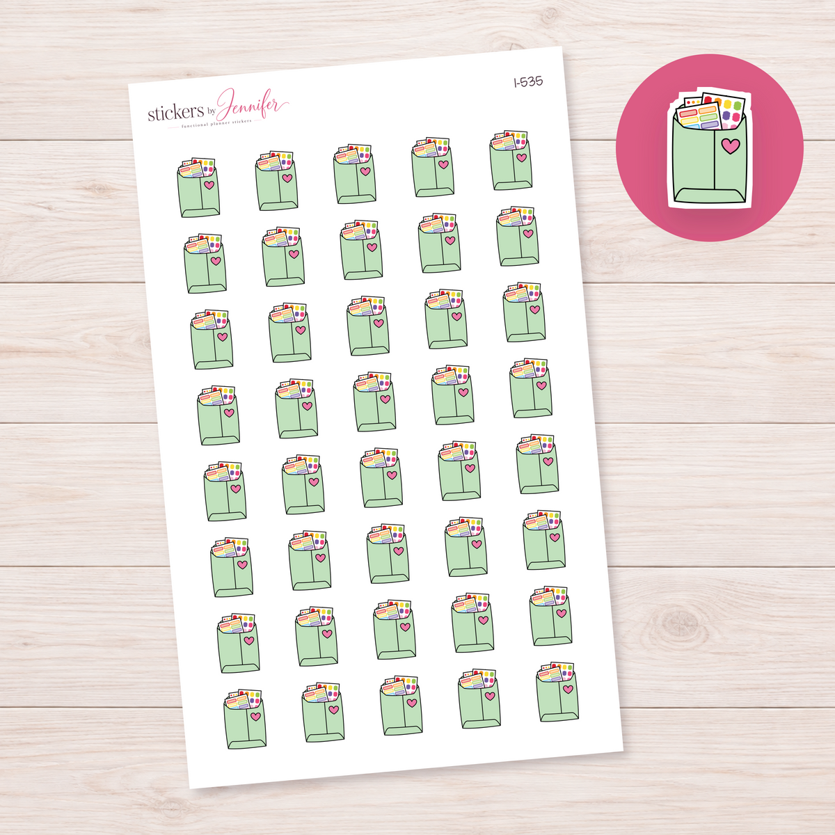Mint Sticker Mail Envelope Planner Stickers | I-535