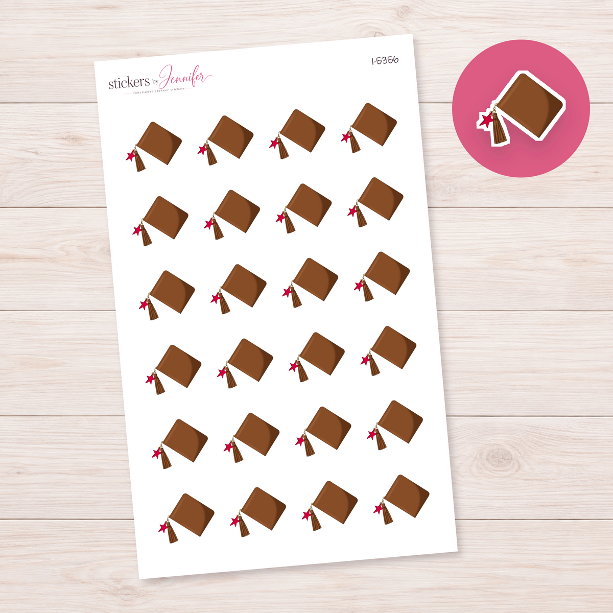 Brown Zip Pouch Planner Stickers | I-5356