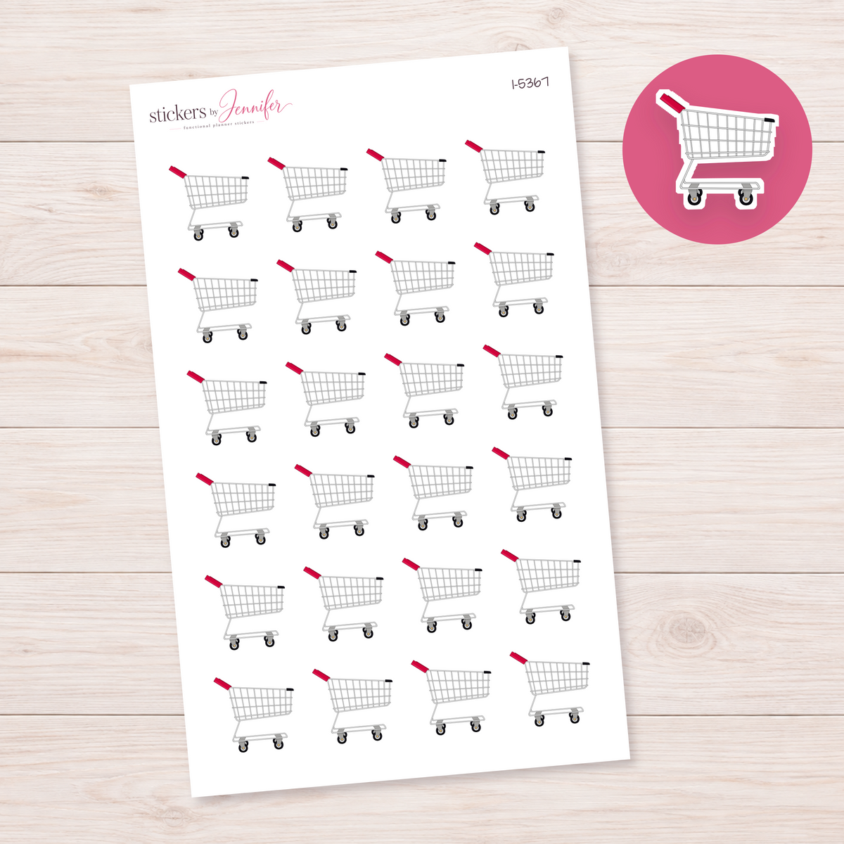 Red Handle Shopping Cart Planner Stickers | I-5367
