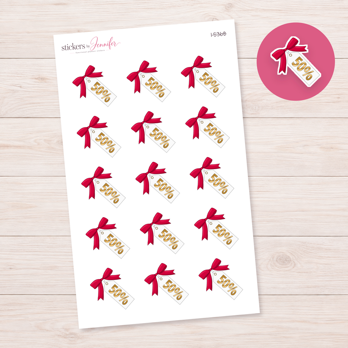 White Fifty Percent Sale Tag Planner Stickers | I-5368