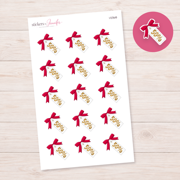 White Fifty Percent Sale Tag Planner Stickers | I-5368