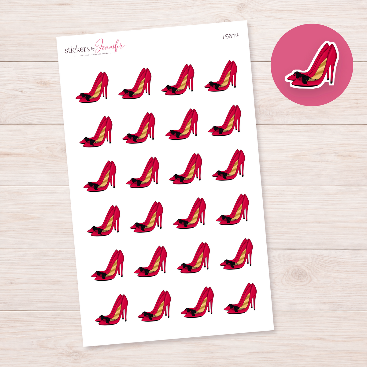 Red Bow Heels Planner Stickers | I-5374