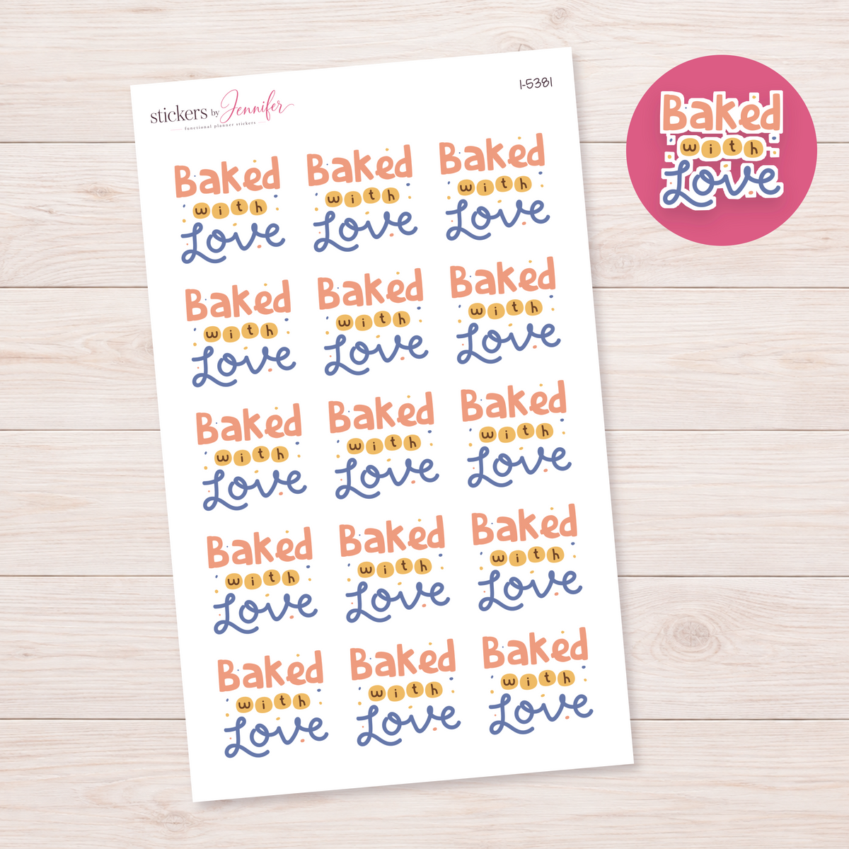 Baked with Love Lettering Planner Stickers | I-5381