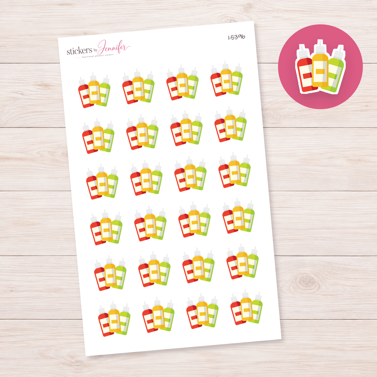Colorful Icing Bottles Planner Stickers | I-5396