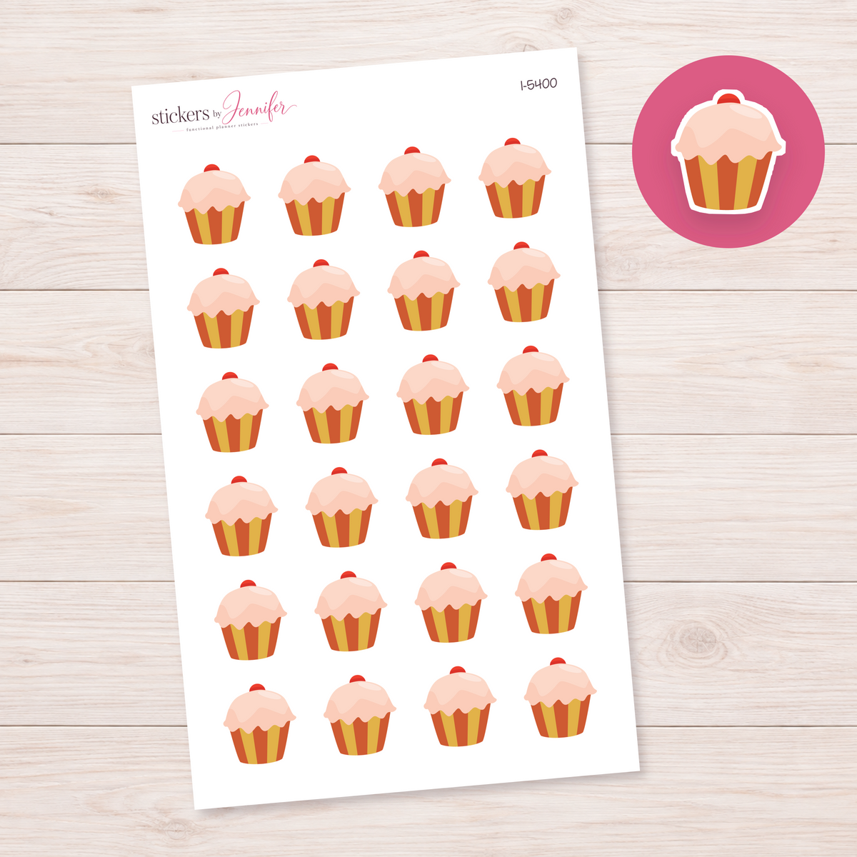 Pink Frosted Cupcake Planner Stickers | I-5400