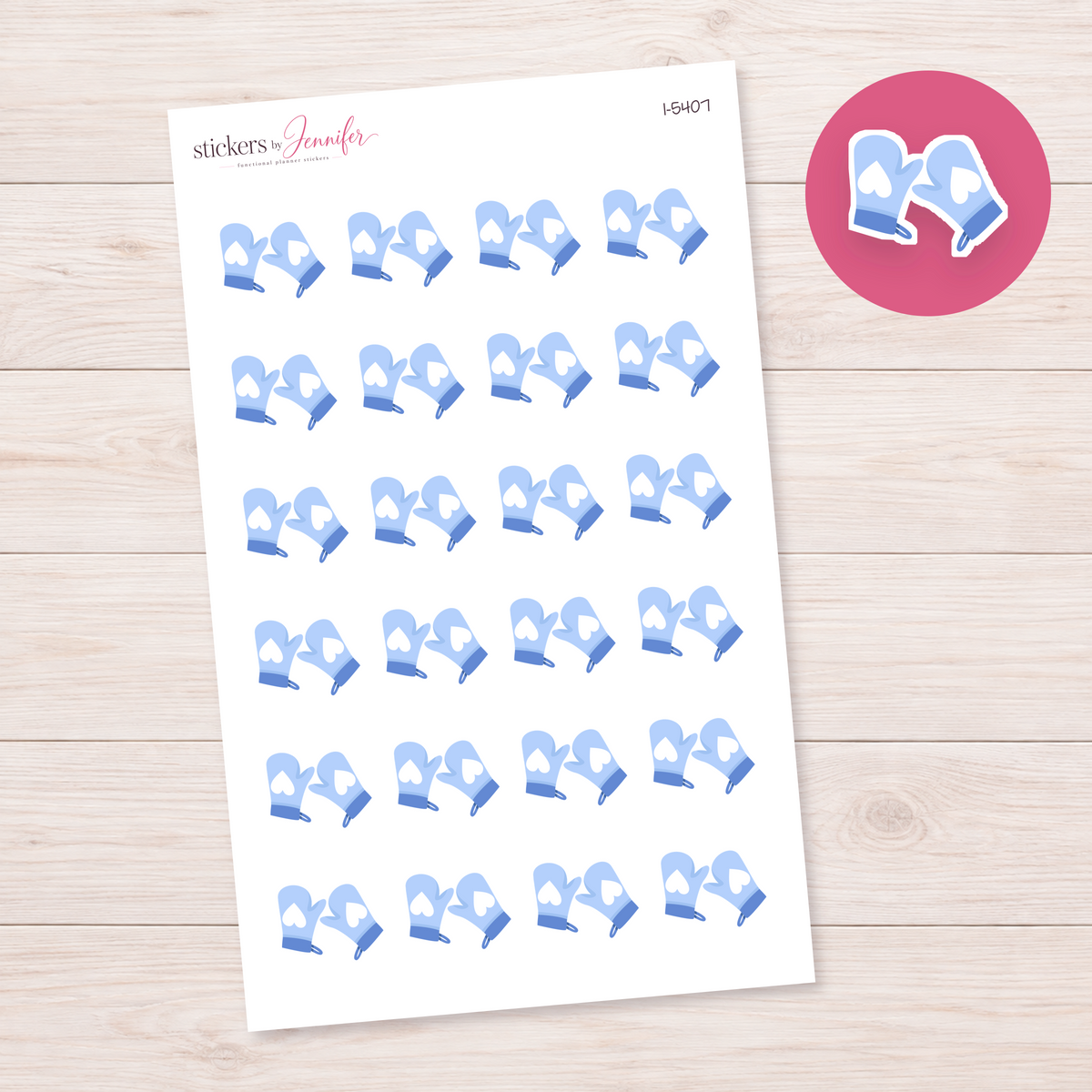 Blue Heart Oven Mitts Planner Stickers | I-5407