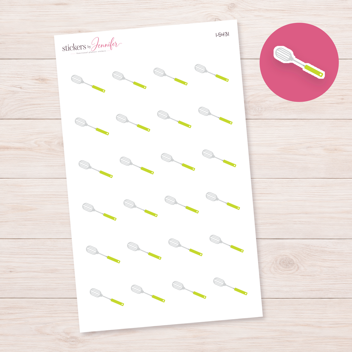Green Handle Whisk Planner Stickers | I-5431