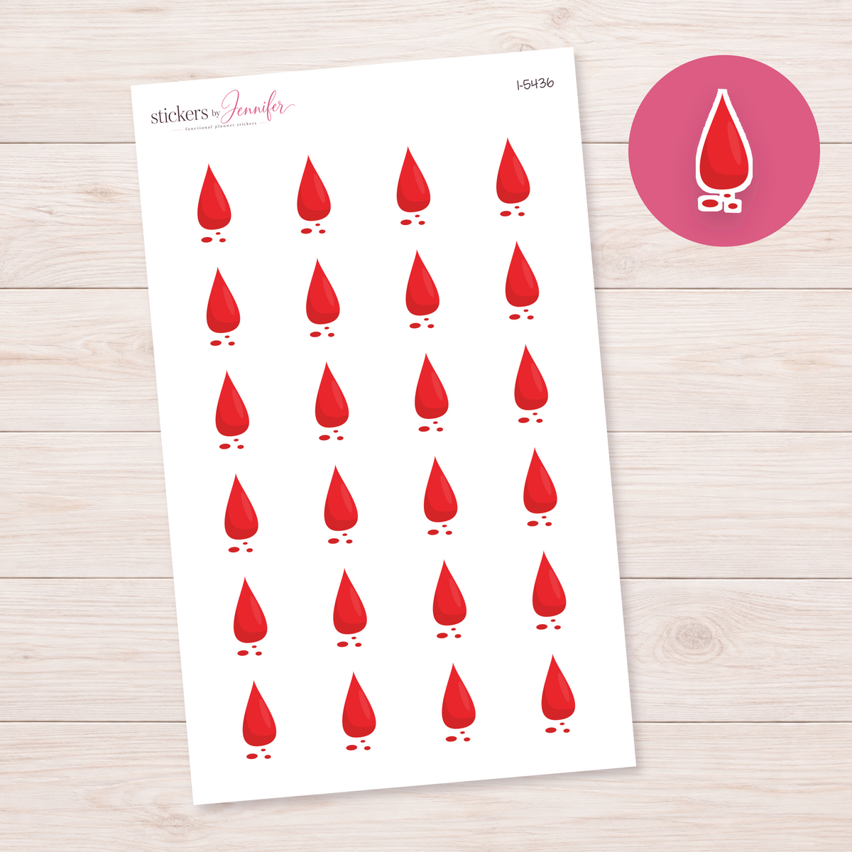 Red Drop Planner Stickers | I-5436