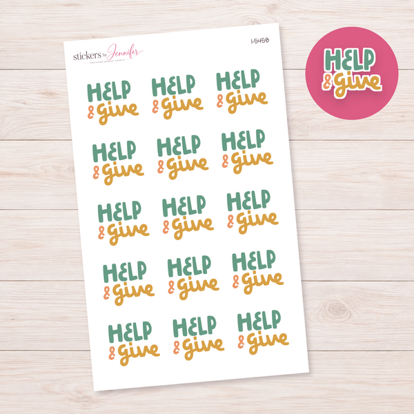 Help and Give Lettering Planner Stickers | I-5458
