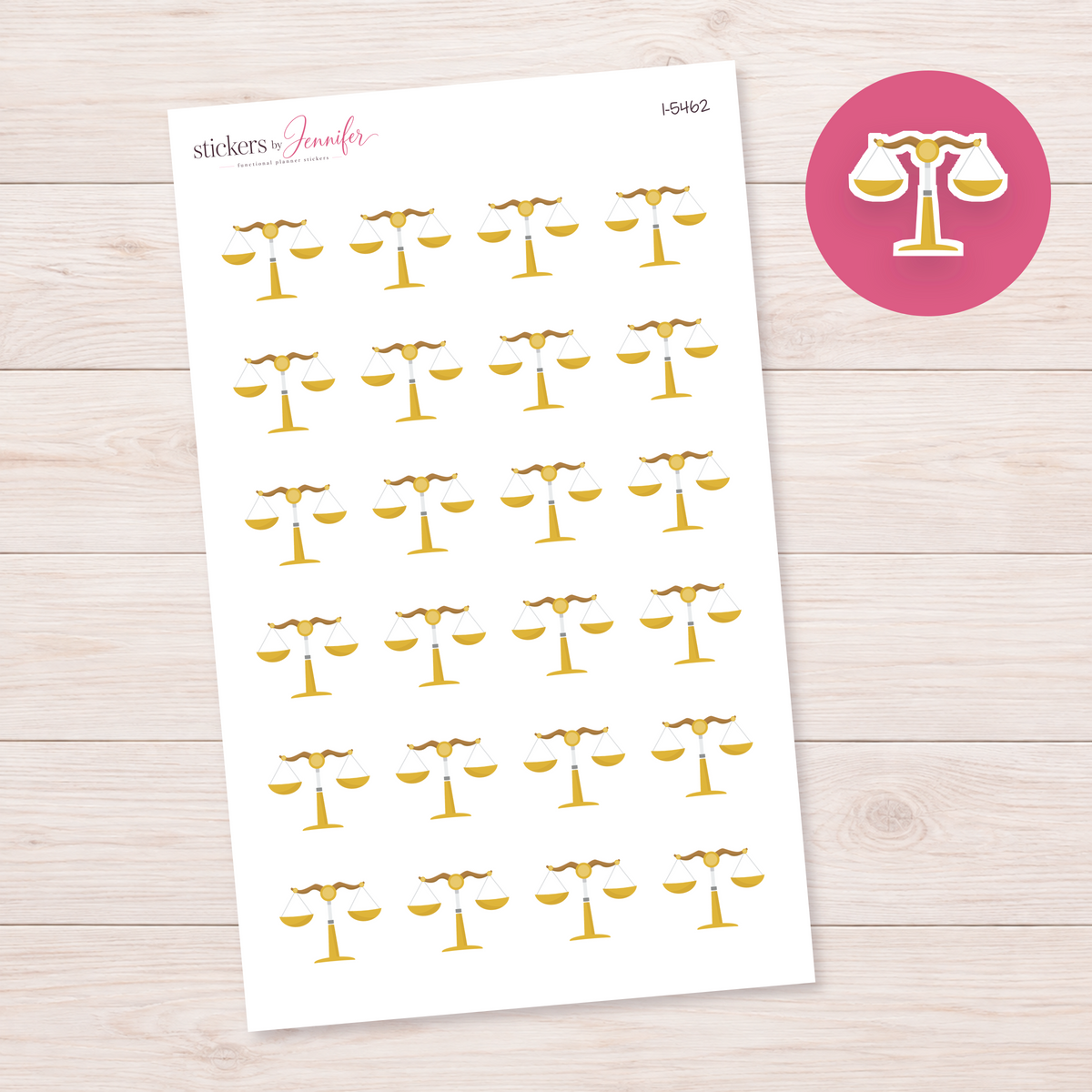 Golden Balance Scales Planner Stickers | I-5462