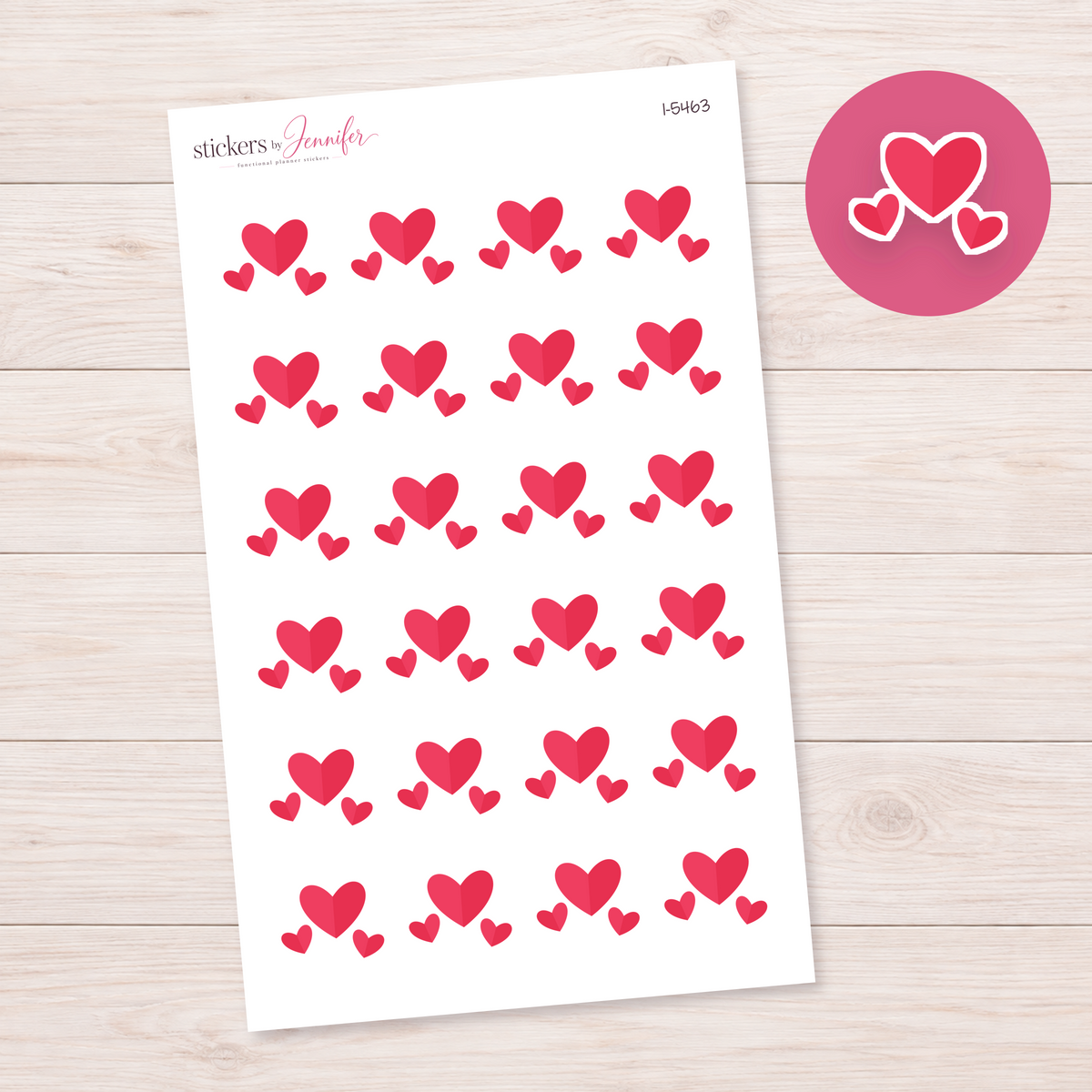 Pink Heart Trio Planner Stickers | I-5463