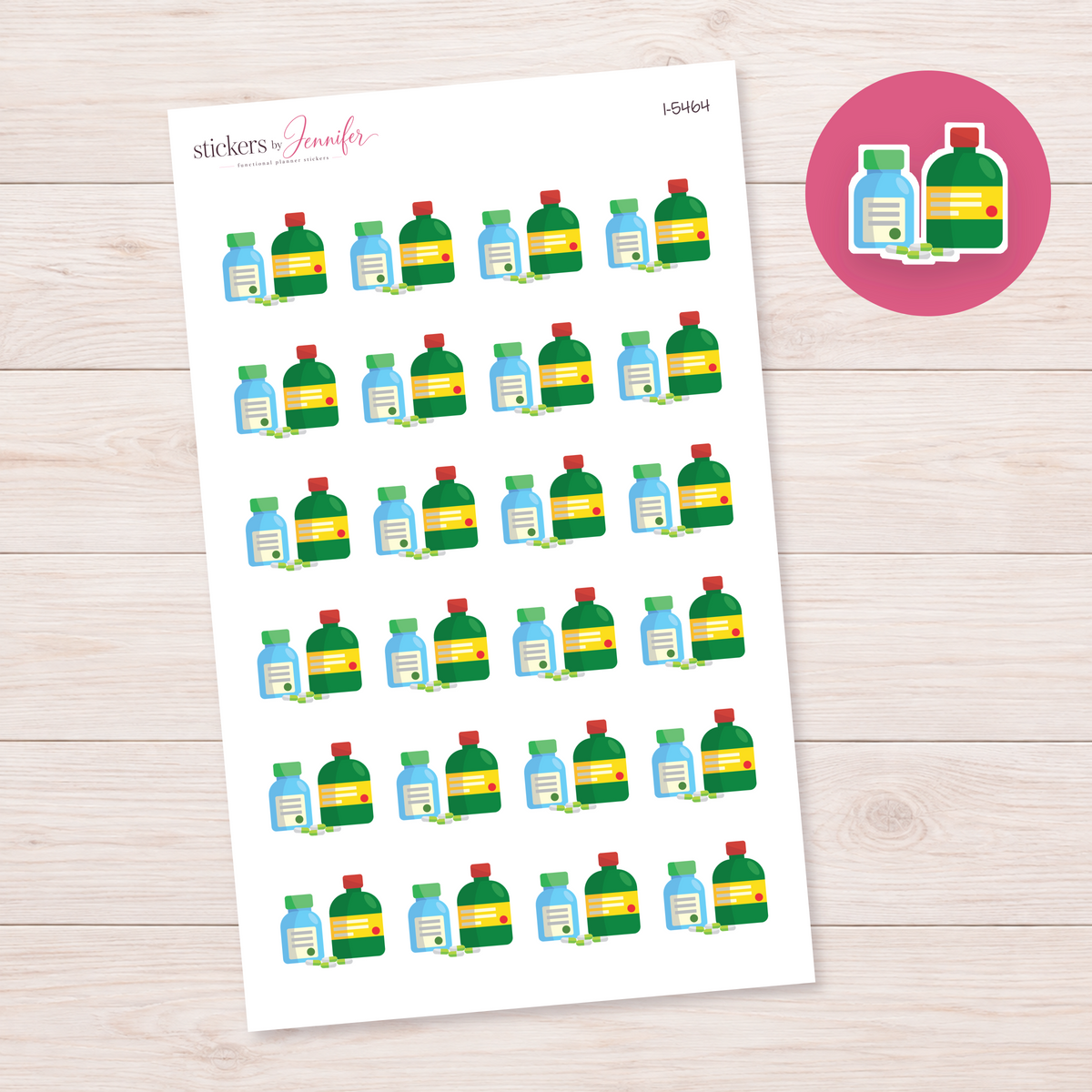 Medicine Bottle Pair Planner Stickers | I-5464