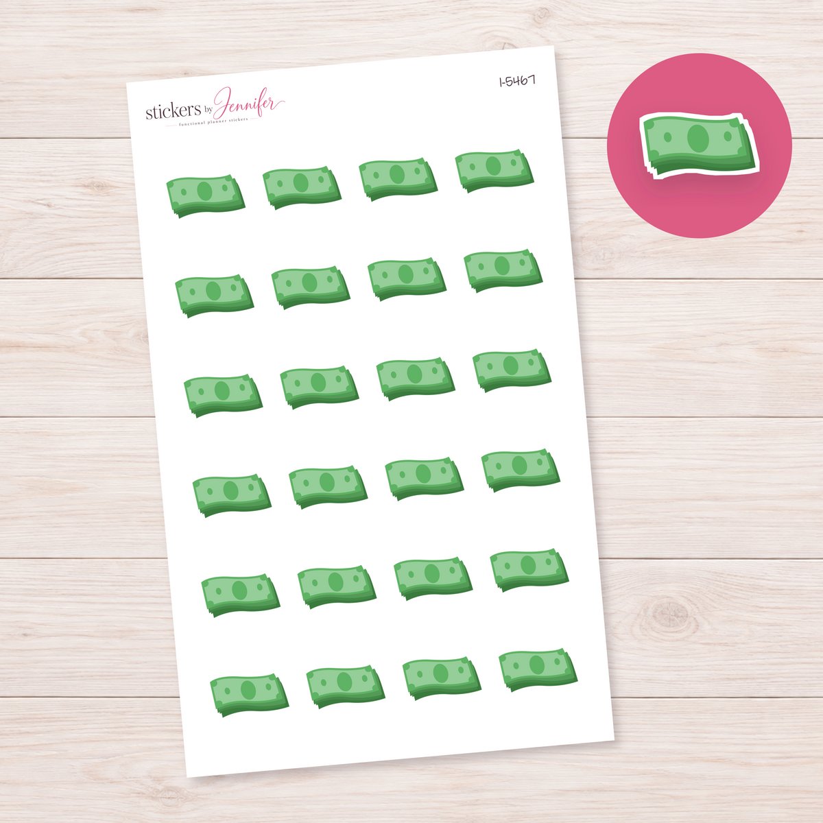 Green Banknotes Planner Stickers | I-5467