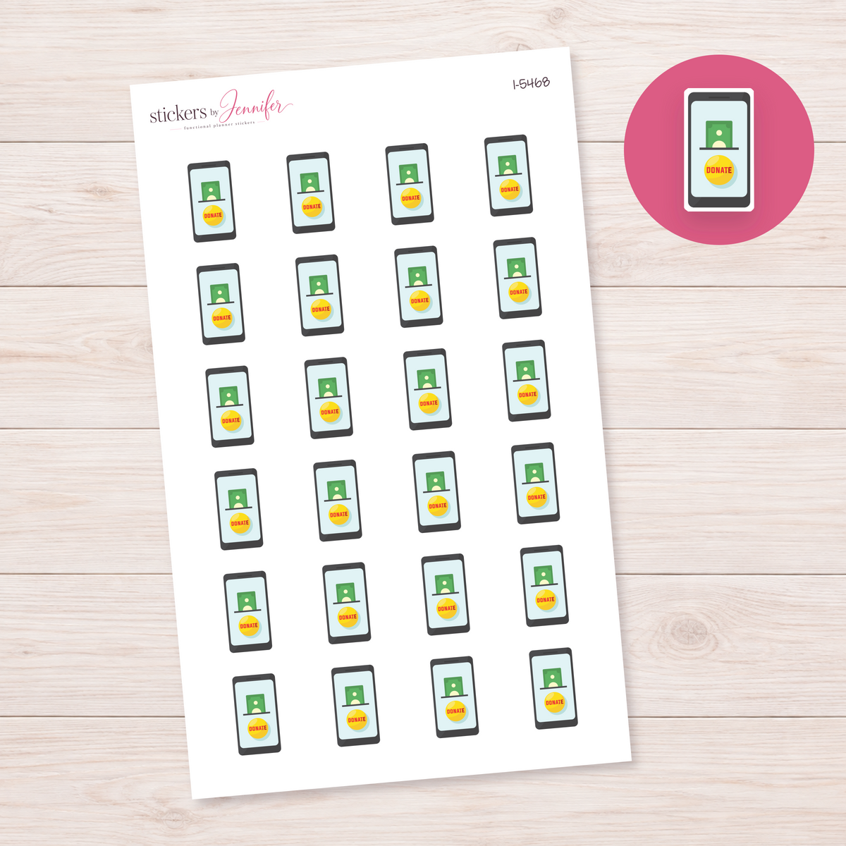 Donation on Phone Planner Stickers | I-5468