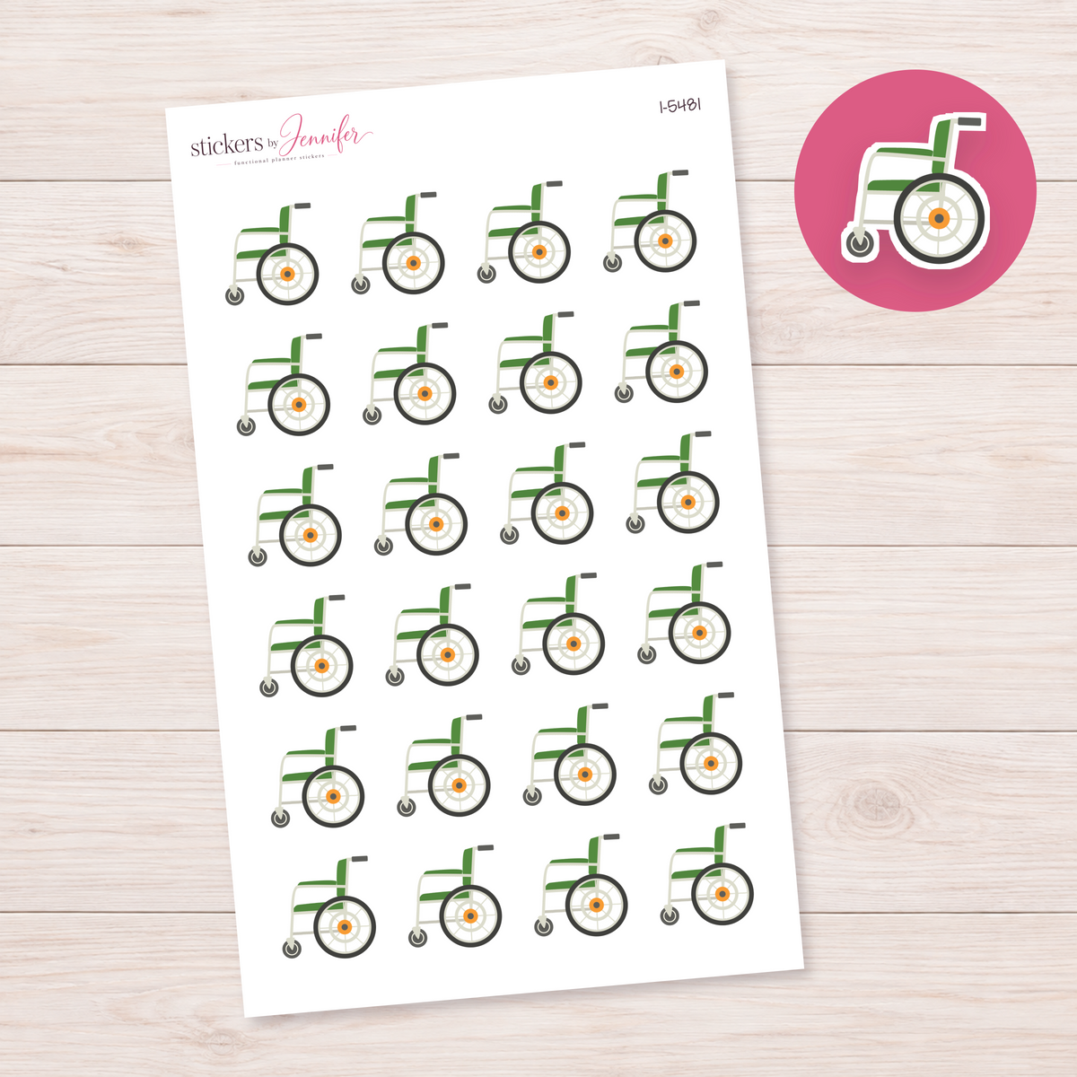 Green Wheelchair Planner Stickers | I-5481