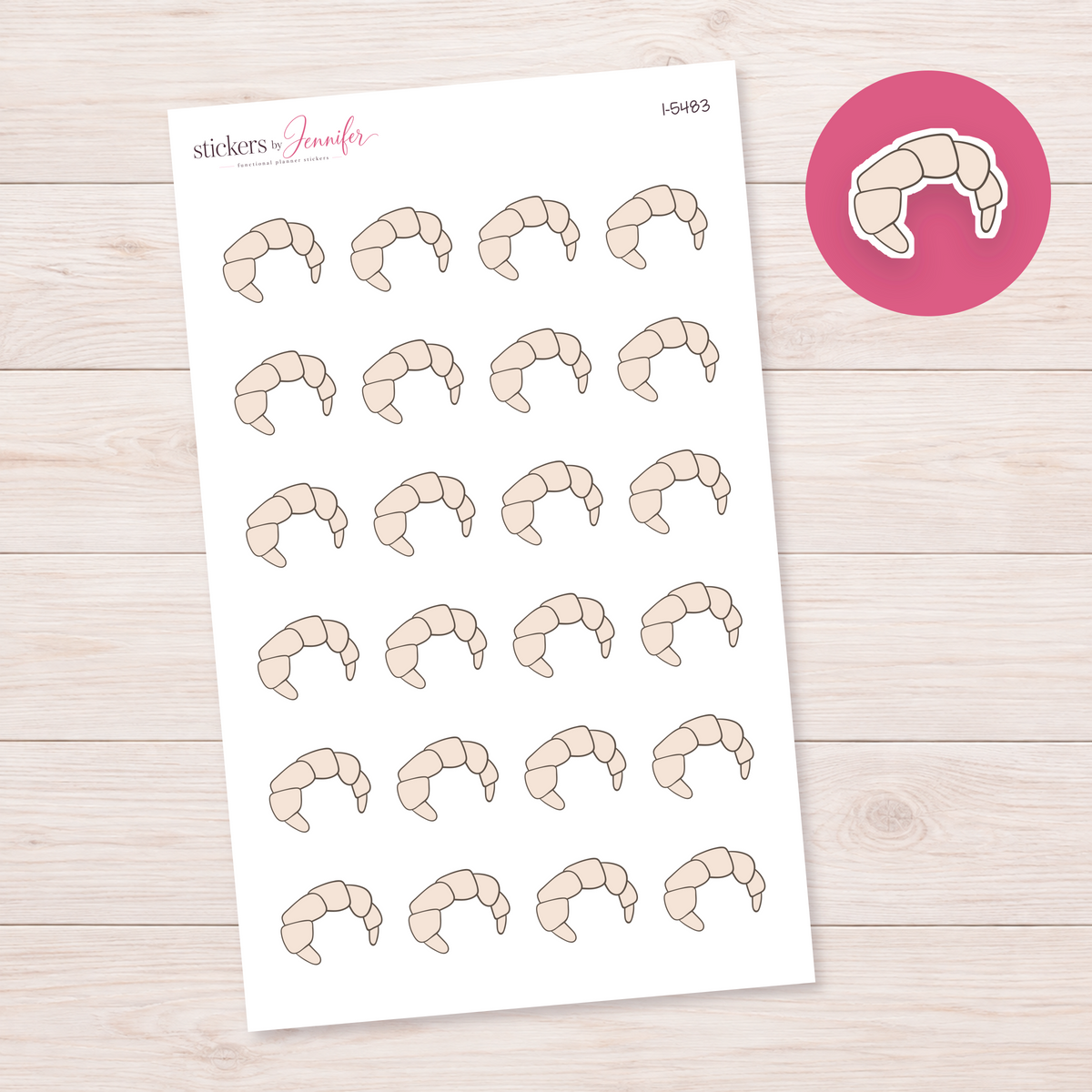 Neutral Outline Croissant Planner Stickers | I-5483
