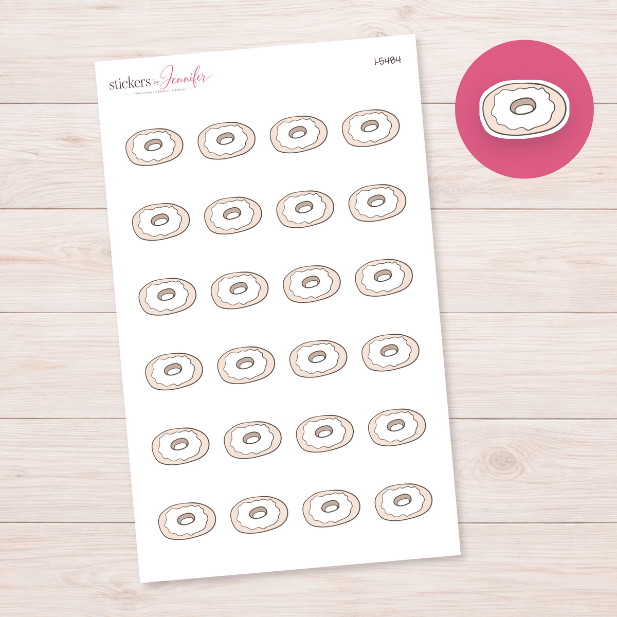 Frosted Donut Outline Planner Stickers | I-5484