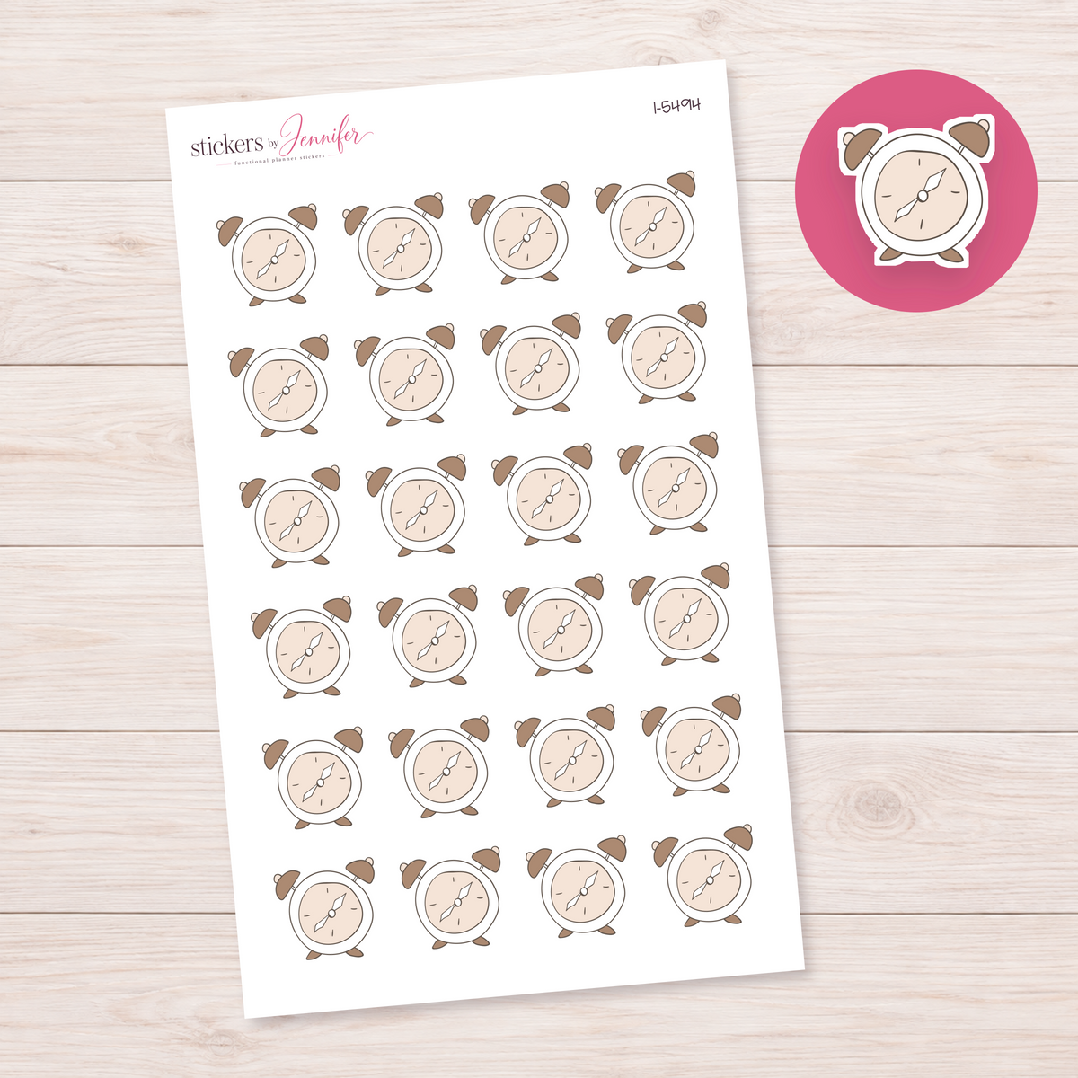 Neutral Alarm Clock Planner Stickers | I-5494