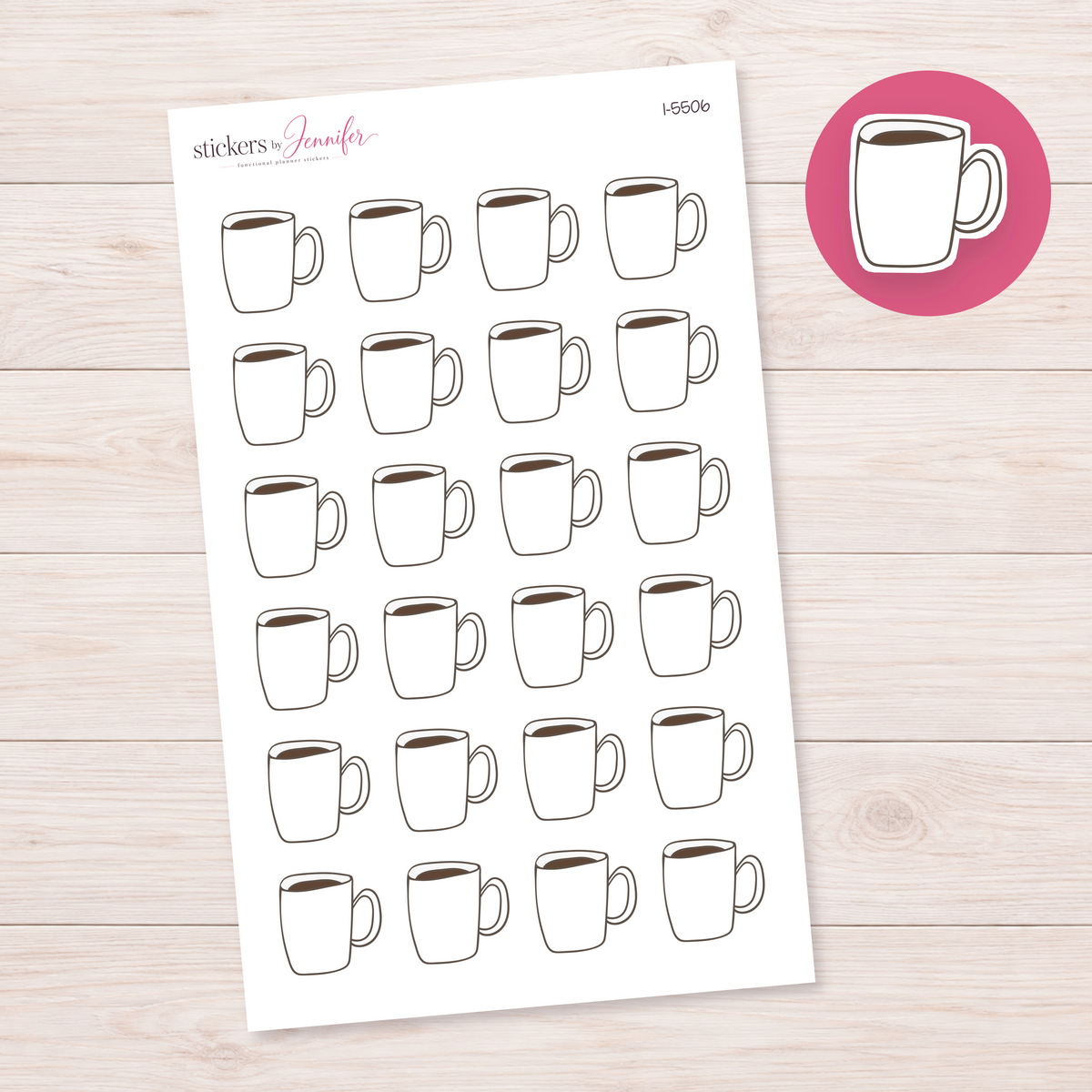Plain White Coffee Mug Planner Stickers | I-5506