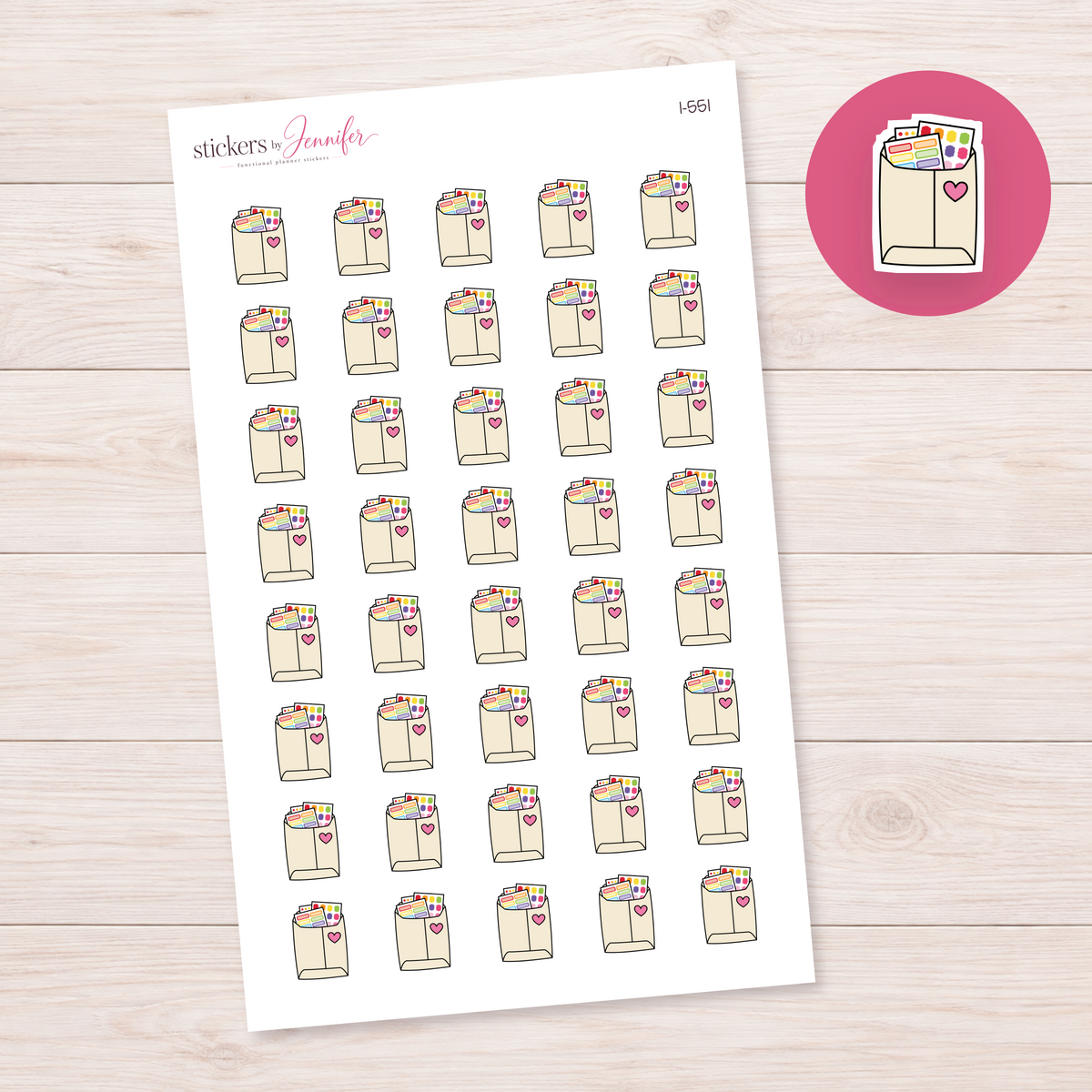 Cream Sticker Mail Envelope Planner Stickers | I-551