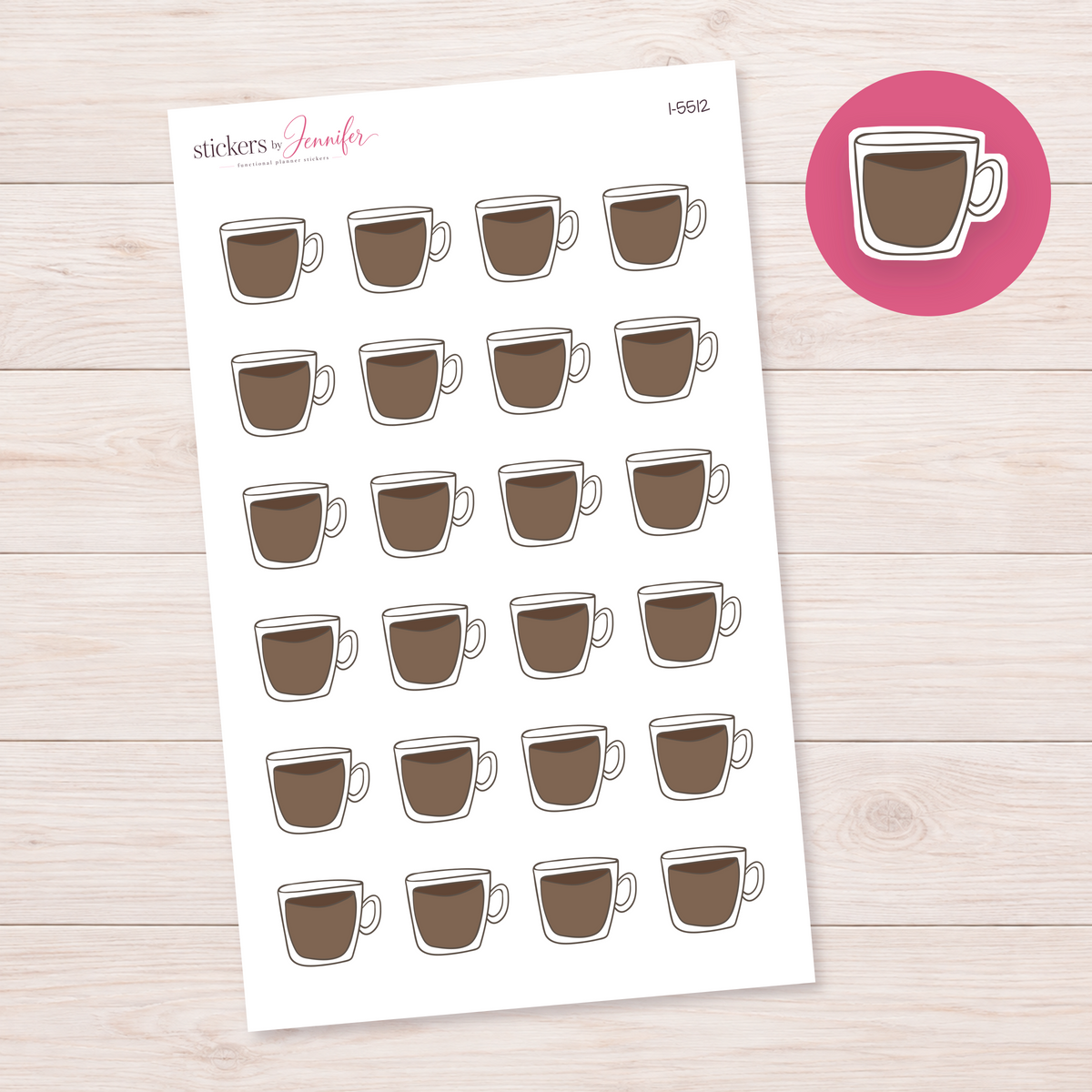Clear Coffee Mug Planner Stickers | I-5512
