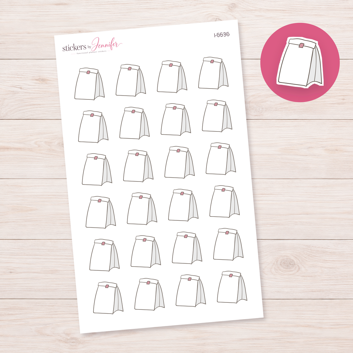 Folded-Top Paper Bag Planner Stickers | I-5535
