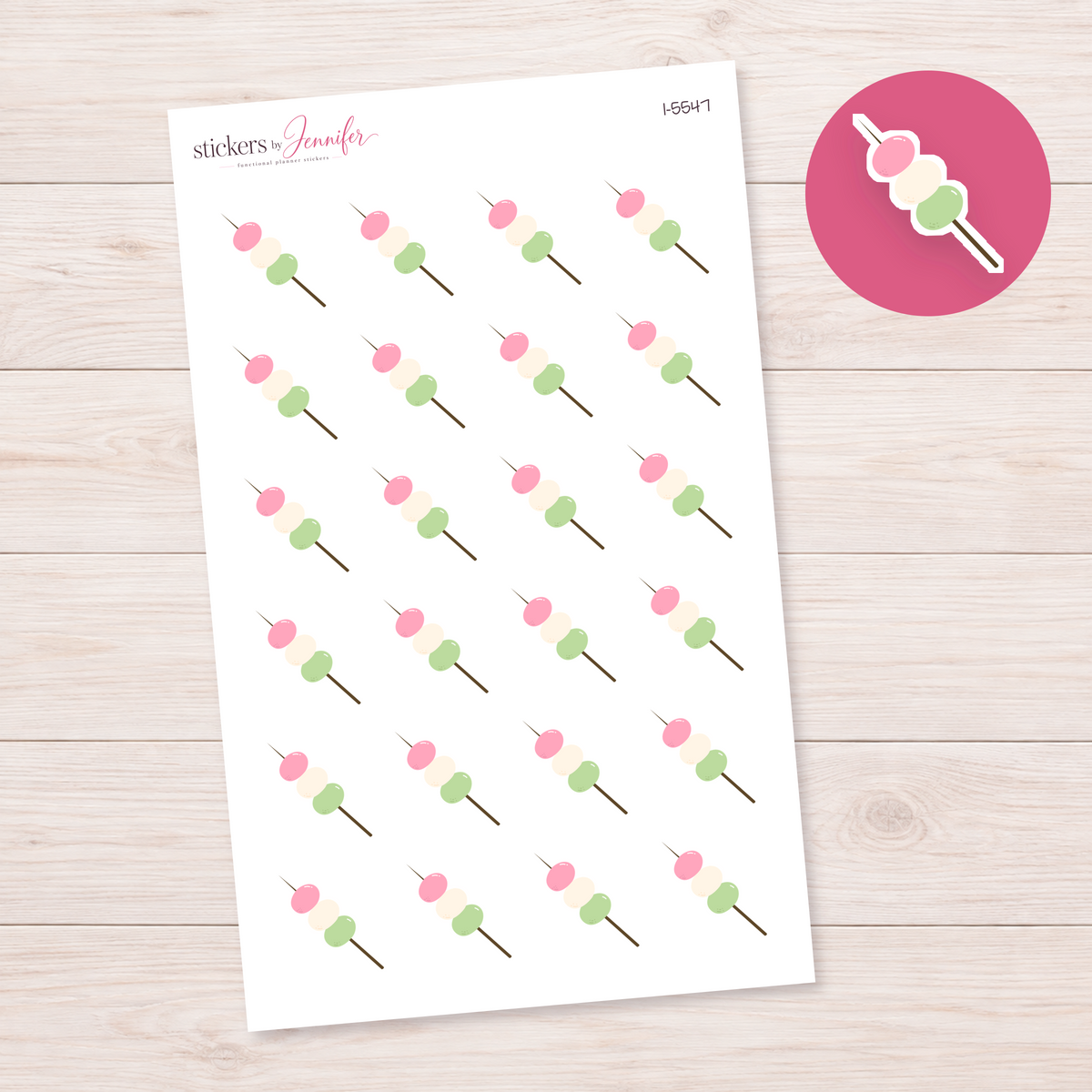 Pastel Dango Skewer Planner Stickers | I-5547
