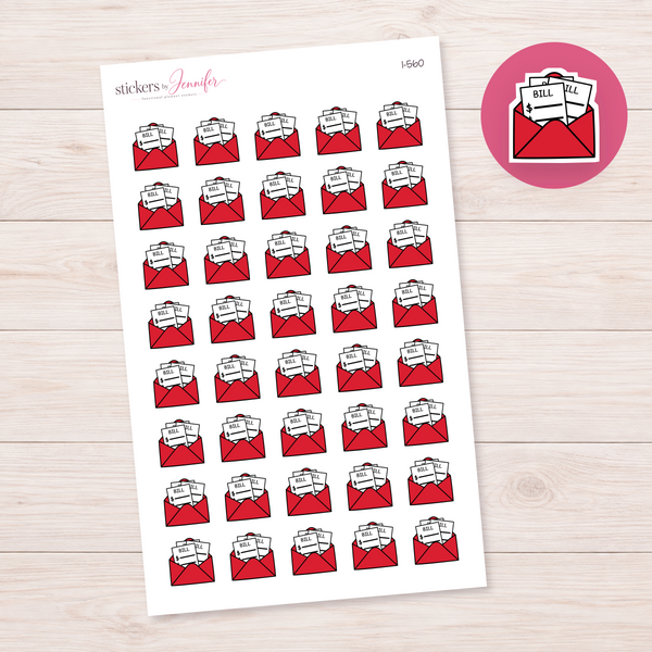 Red Bill Payment Envelope Planner Stickers | I-560