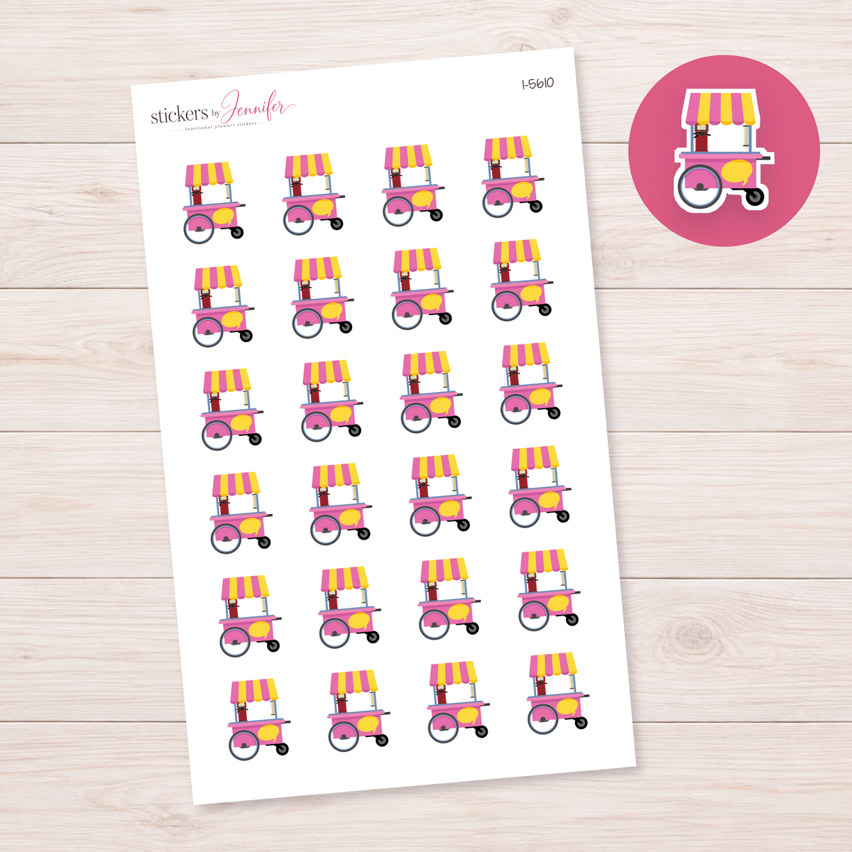 Pink Ice Cream Cart Planner Stickers | I-5610