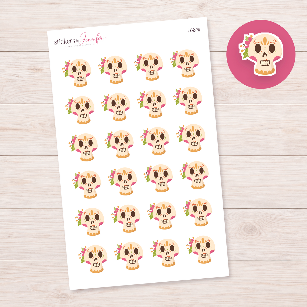 Floral Sugar Skull Planner Stickers | I-5691