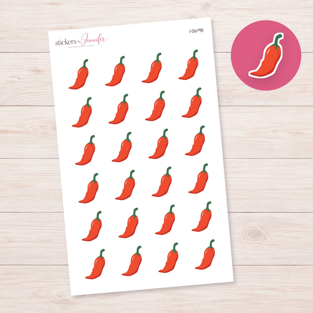 Orange Chili Pepper Planner Stickers | I-5698