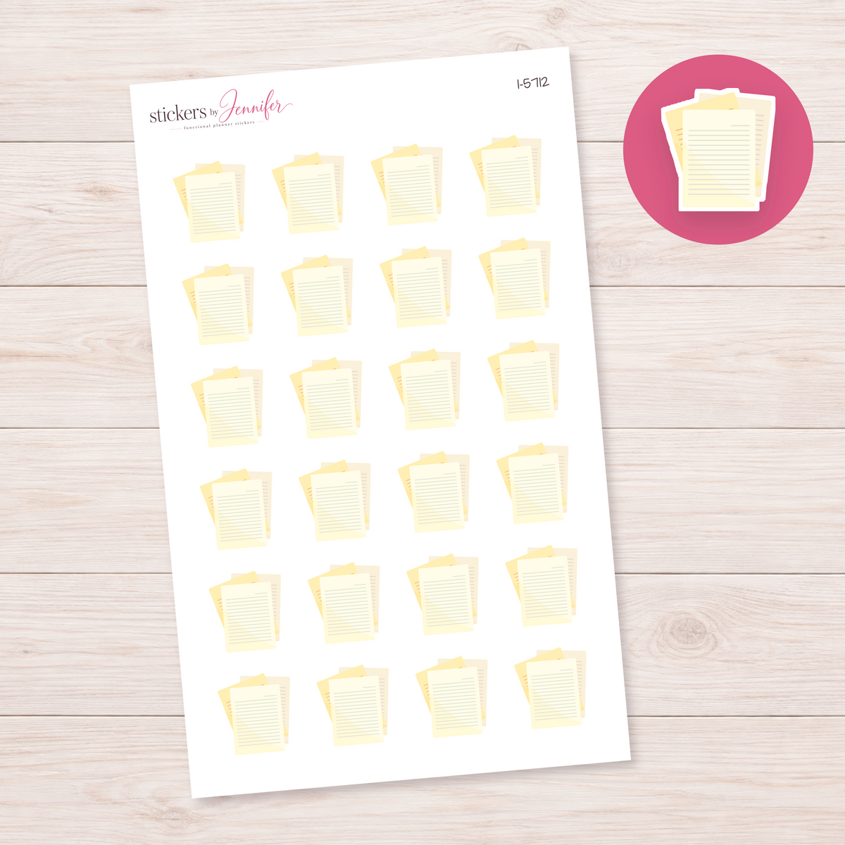 Yellow Documents Planner Stickers | I-5712