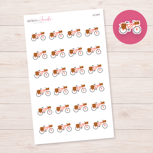 Bicycle with Bags Planner Stickers | I-5739