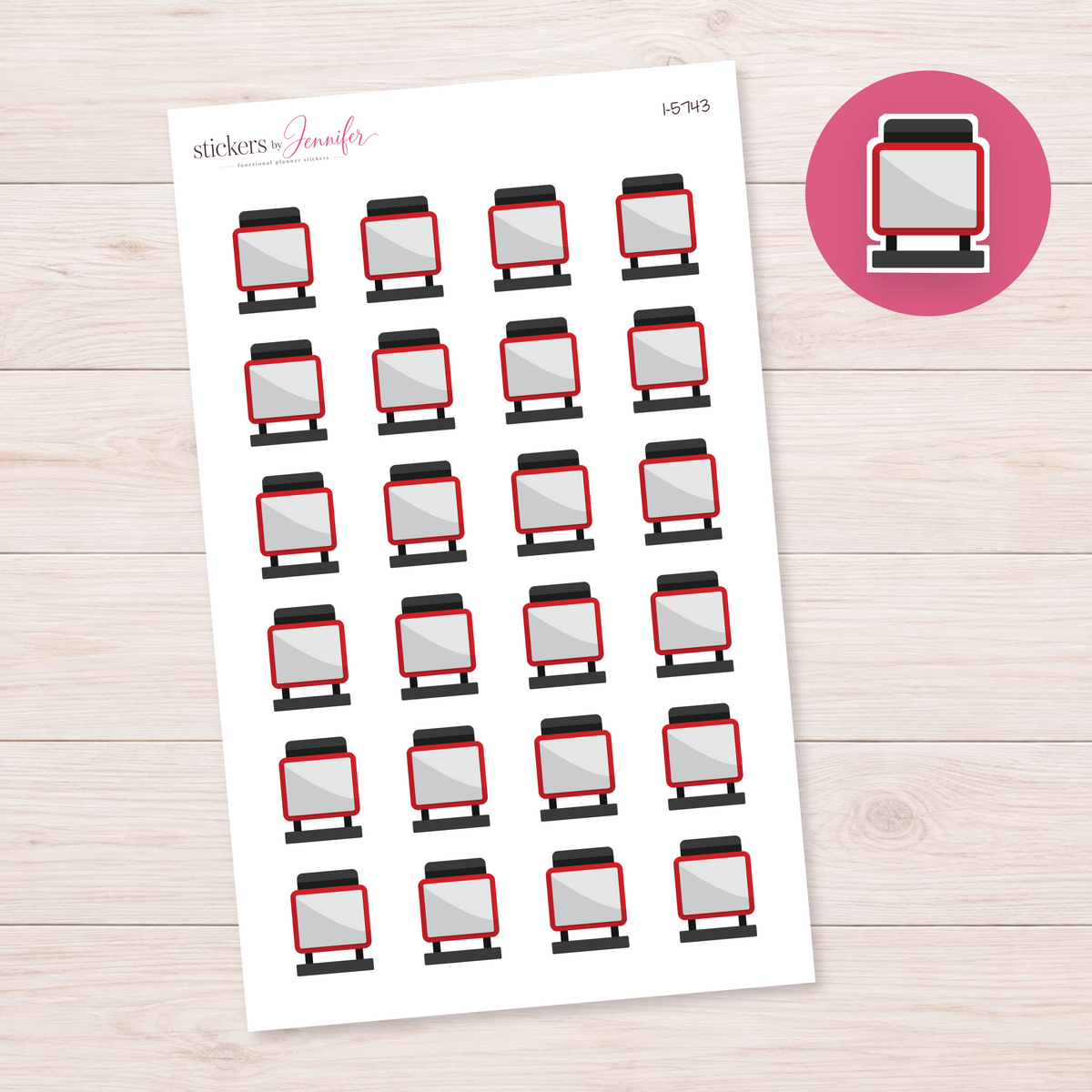 Red Digital Sign Planner Stickers | I-5743