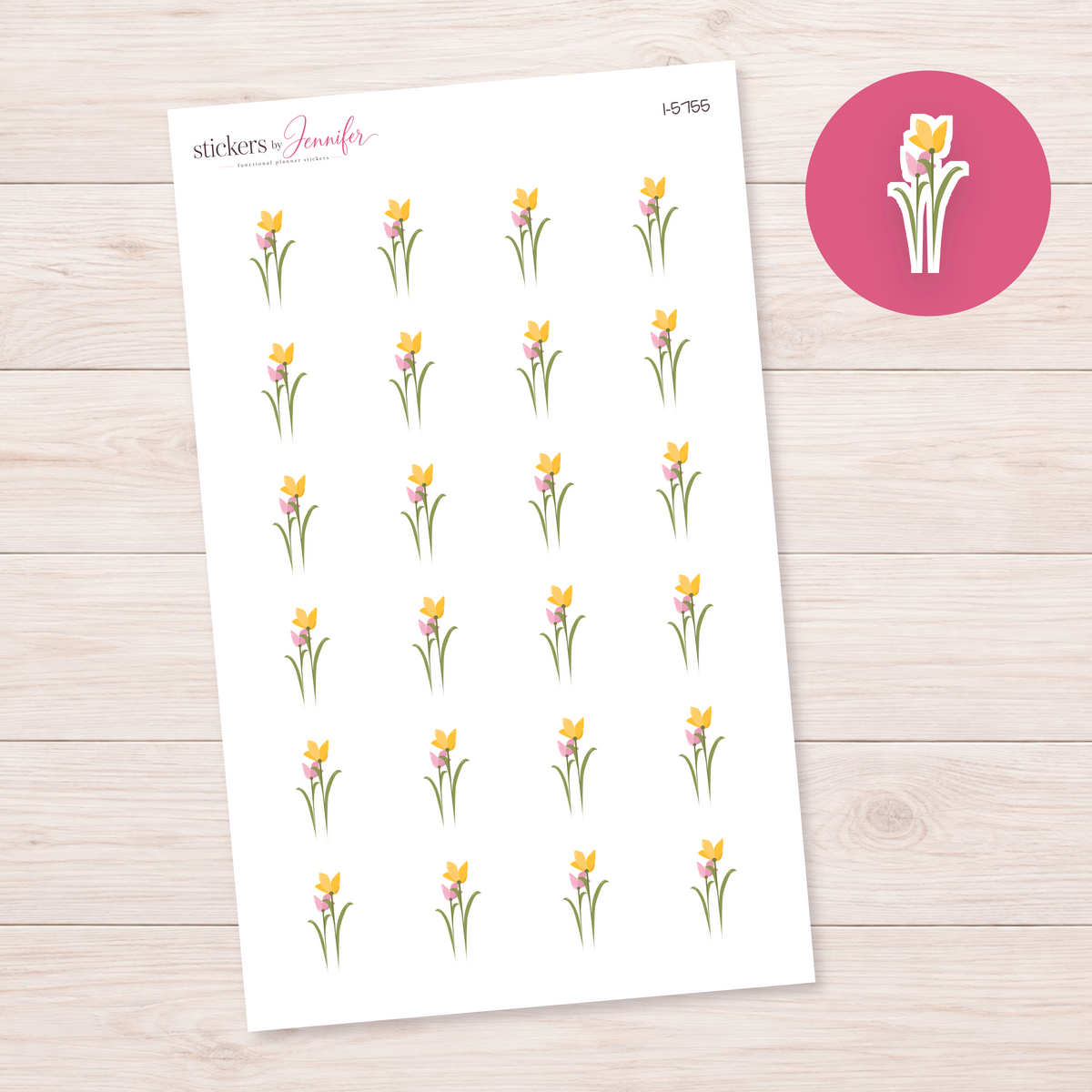 Yellow and Pink Flowers Planner Stickers | I-5755