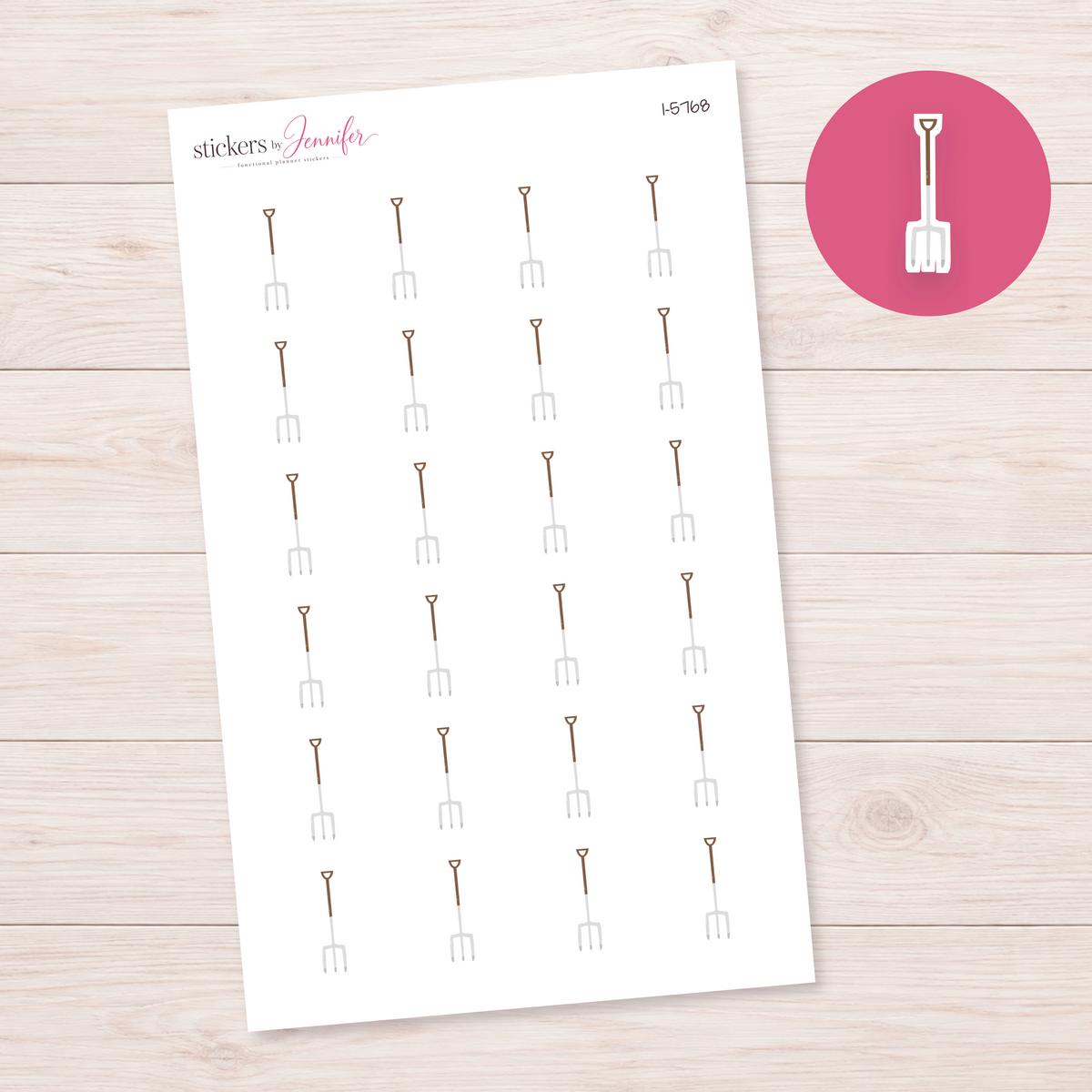 Long Garden Fork Planner Stickers | I-5768