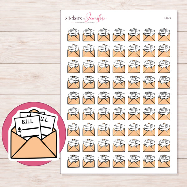 I-577 planner sticker sheet with enlarged sticker detail