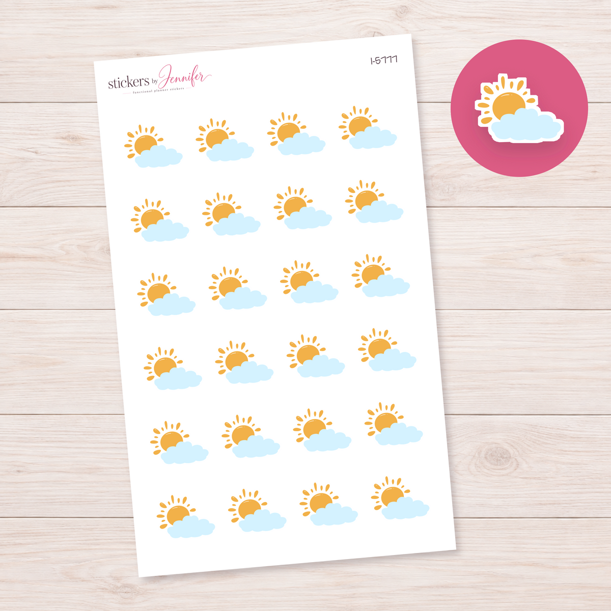 Sun Behind Blue Cloud Planner Stickers | I-5777