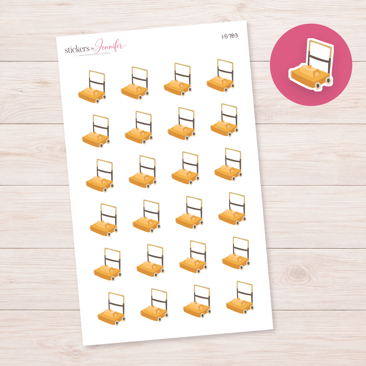 Yellow Lawn Mower Planner Stickers | I-5783