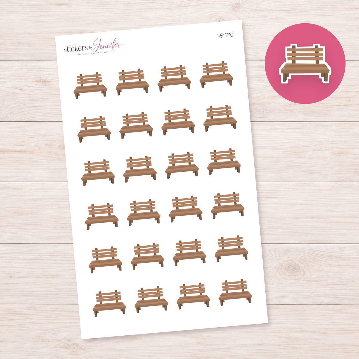 Wooden Garden Bench Planner Stickers | I-5790