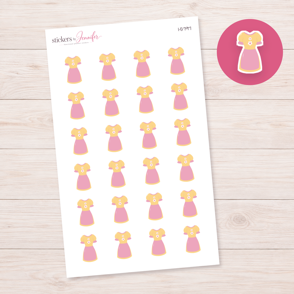 Yellow and Pink Garden Dress Planner Stickers | I-5797