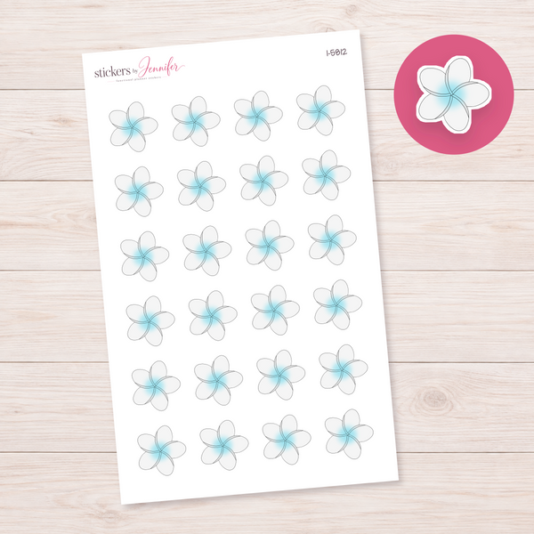 White & Blue Tropical Flower Planner Stickers | I-5812