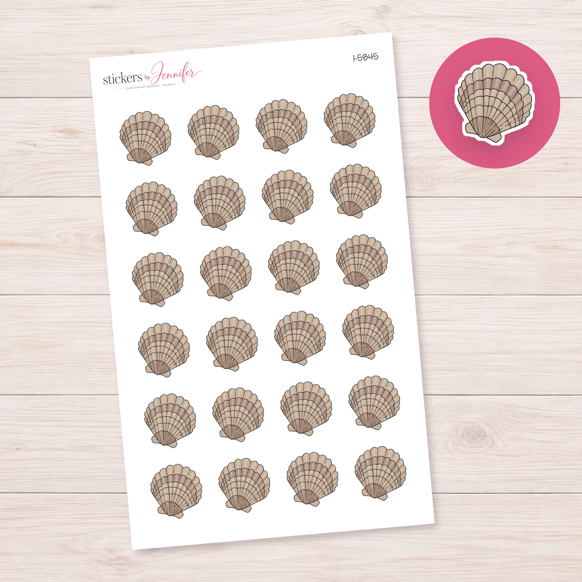 Taupe Scallop Shell Planner Stickers | I-5845