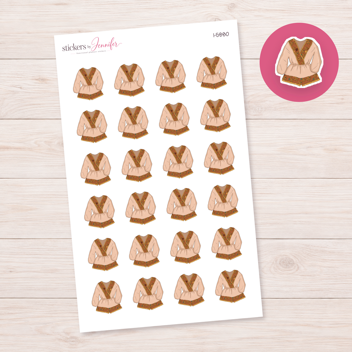 Neutral Patterned Romper Planner Stickers | I-5880