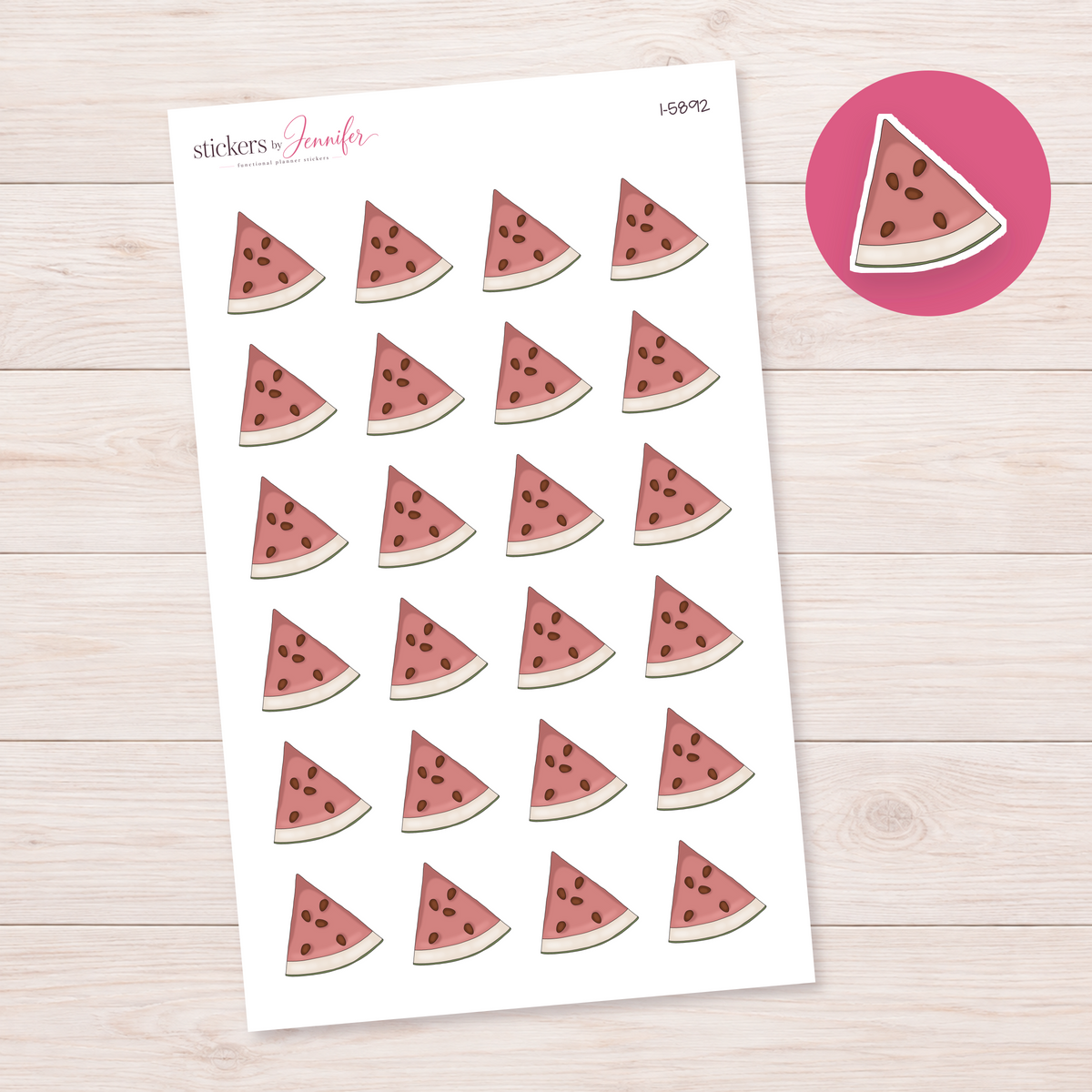 Dusty Pink Watermelon Wedge Planner Stickers | I-5892